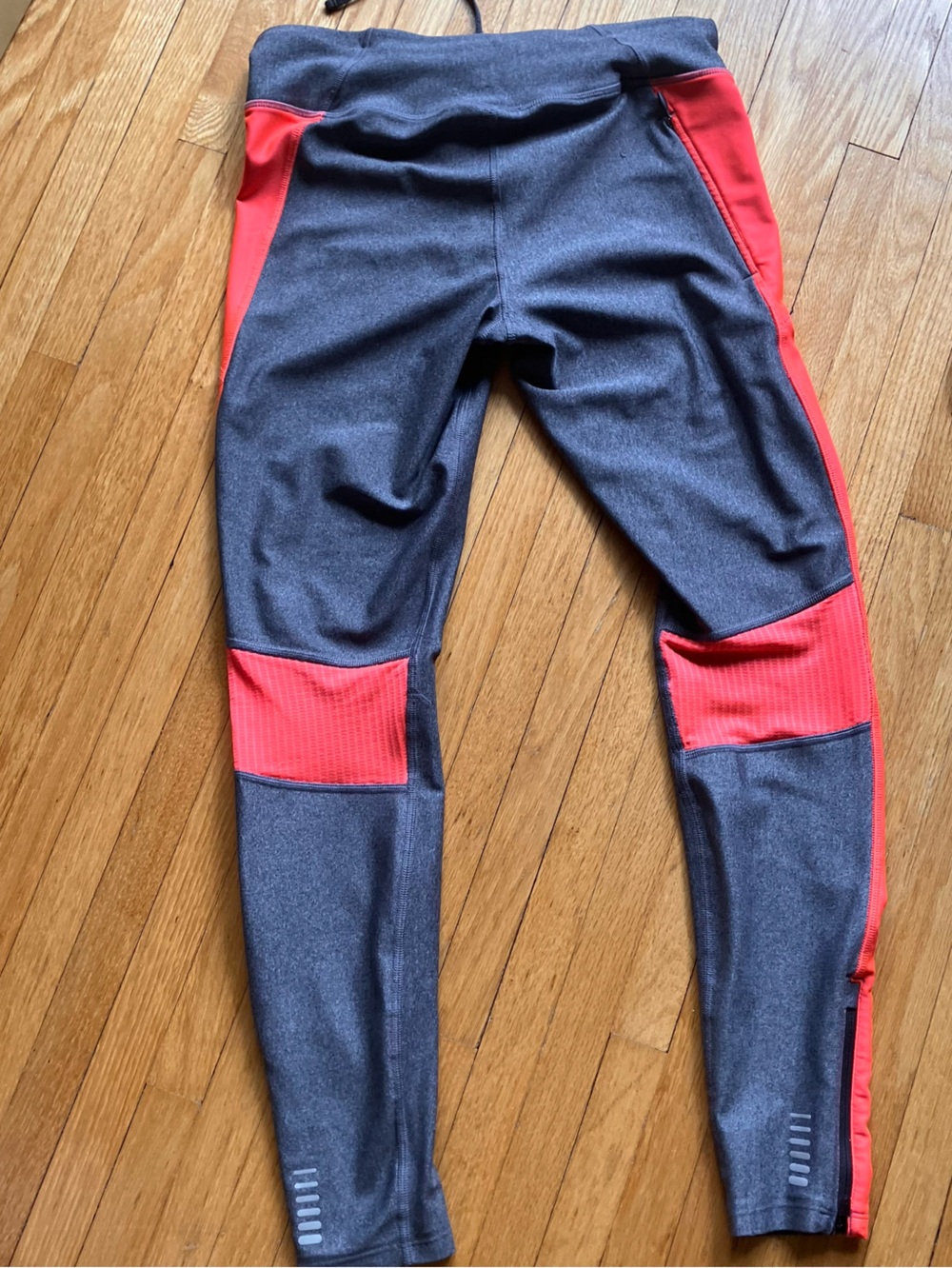 Under Armour  Dark Gray Leggings with Bright Orange Side Stripe